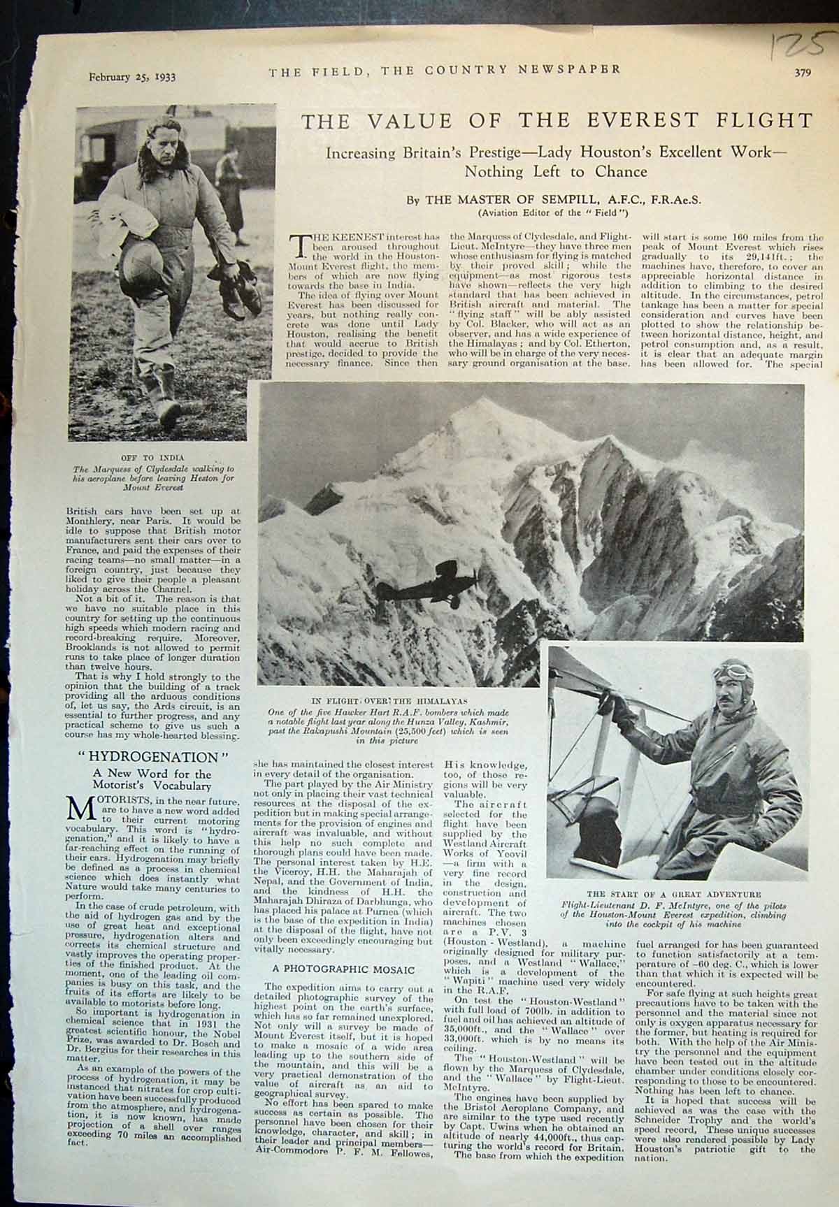 Old Houston Mount Everest Expedition D Mcintyre Marquess Clydesdale1933 20th
