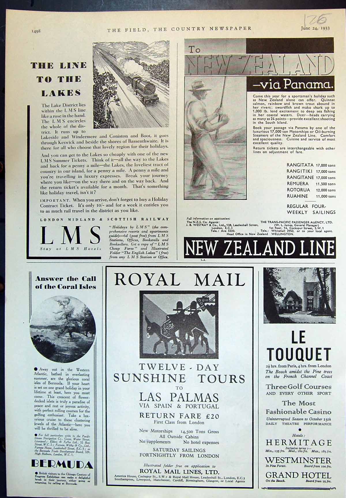 Antique Print New Zealand Line Royal Mail Tours Vauxhall Light Six Car 1933