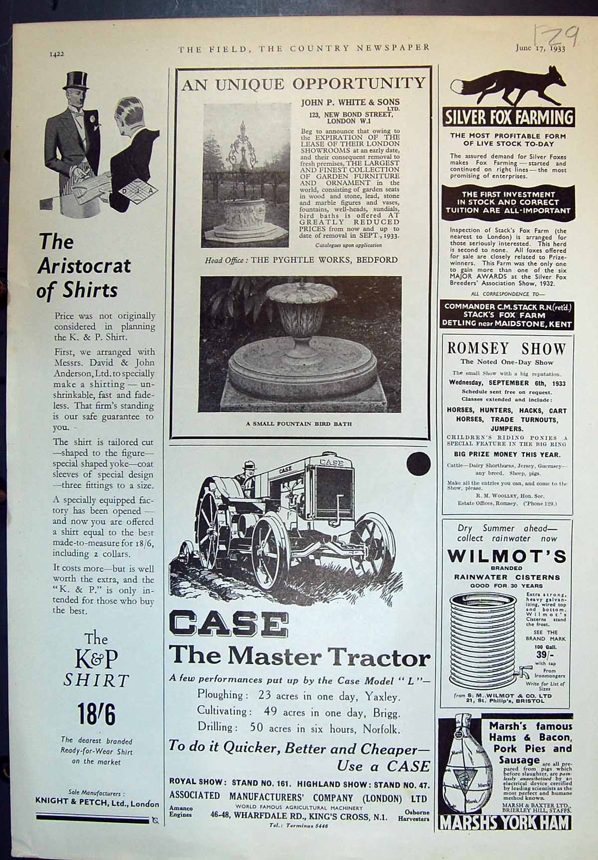 Old Case Master Tractor John White Garden Furniture Romsey Show 1933 20th
