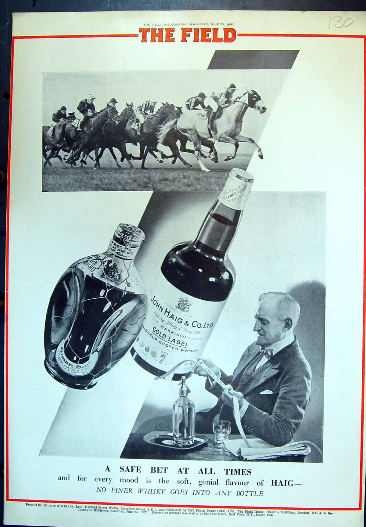 Old Vintage Print Haig Scotch Whisky GLabel Bungalows Boulton & Paul 1932 20th