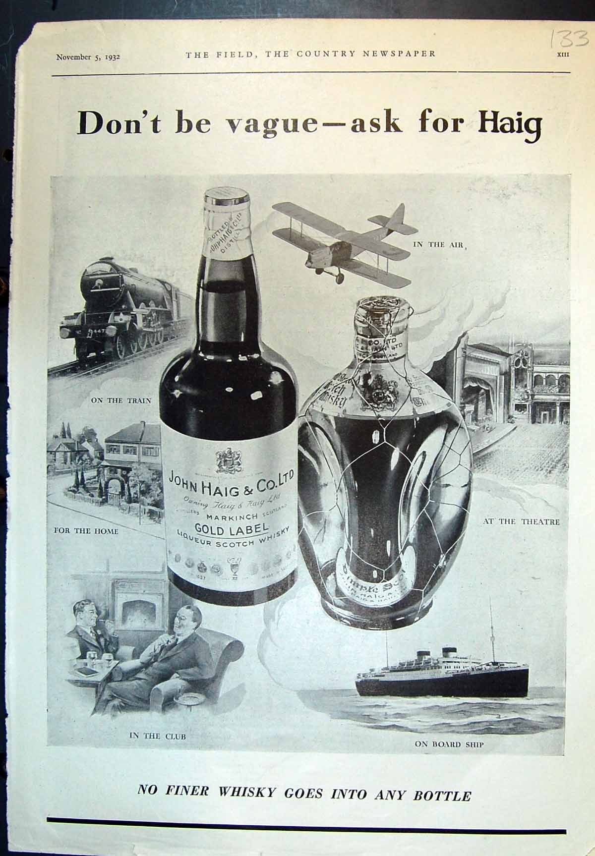 Antique Print John Haig & Co Scotch Whisky Silver Fox Farm Stack Kent 1932 20th