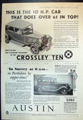 Old Print Crossley Ten Car 65 In Top ú265 Austin 16 Tour Car Lake District 1932