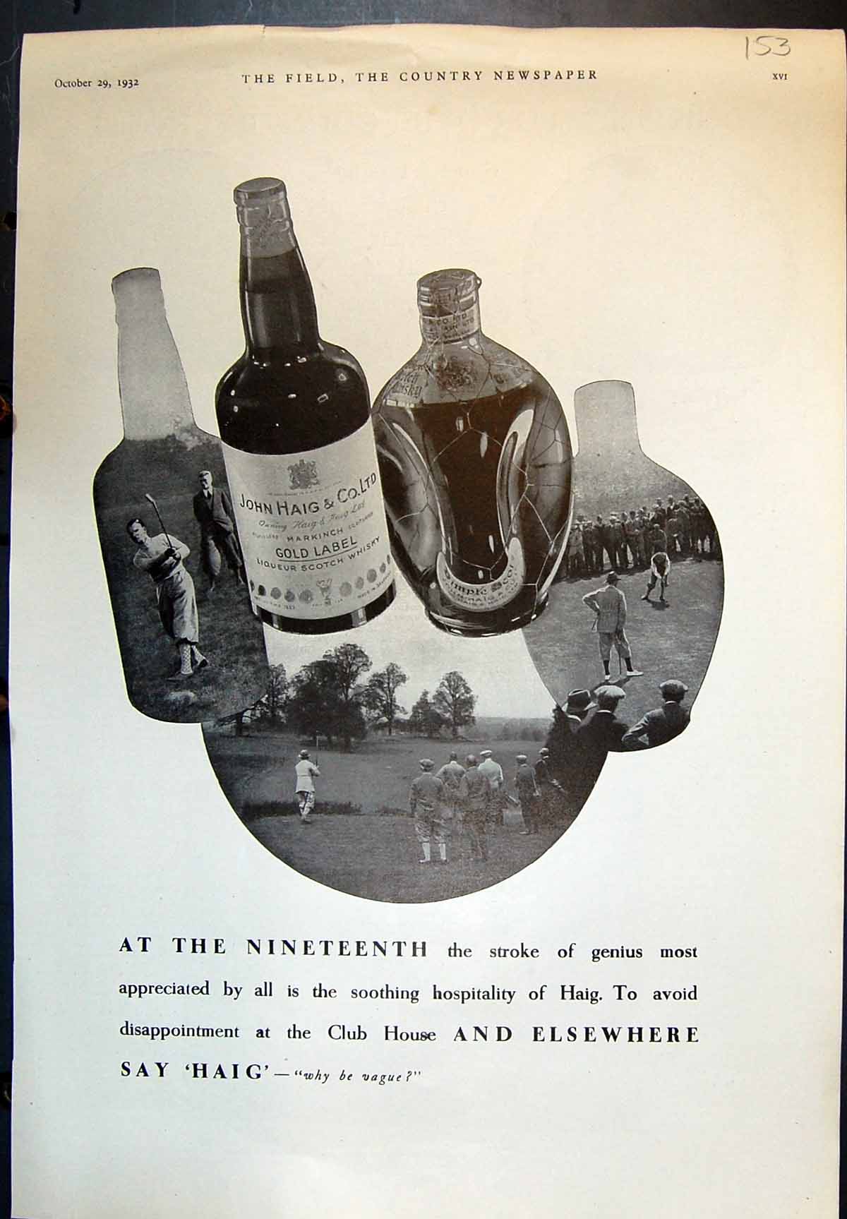 Antique Print Soothing Hospitality Haig Whisky Lighting Country House 1932 20th