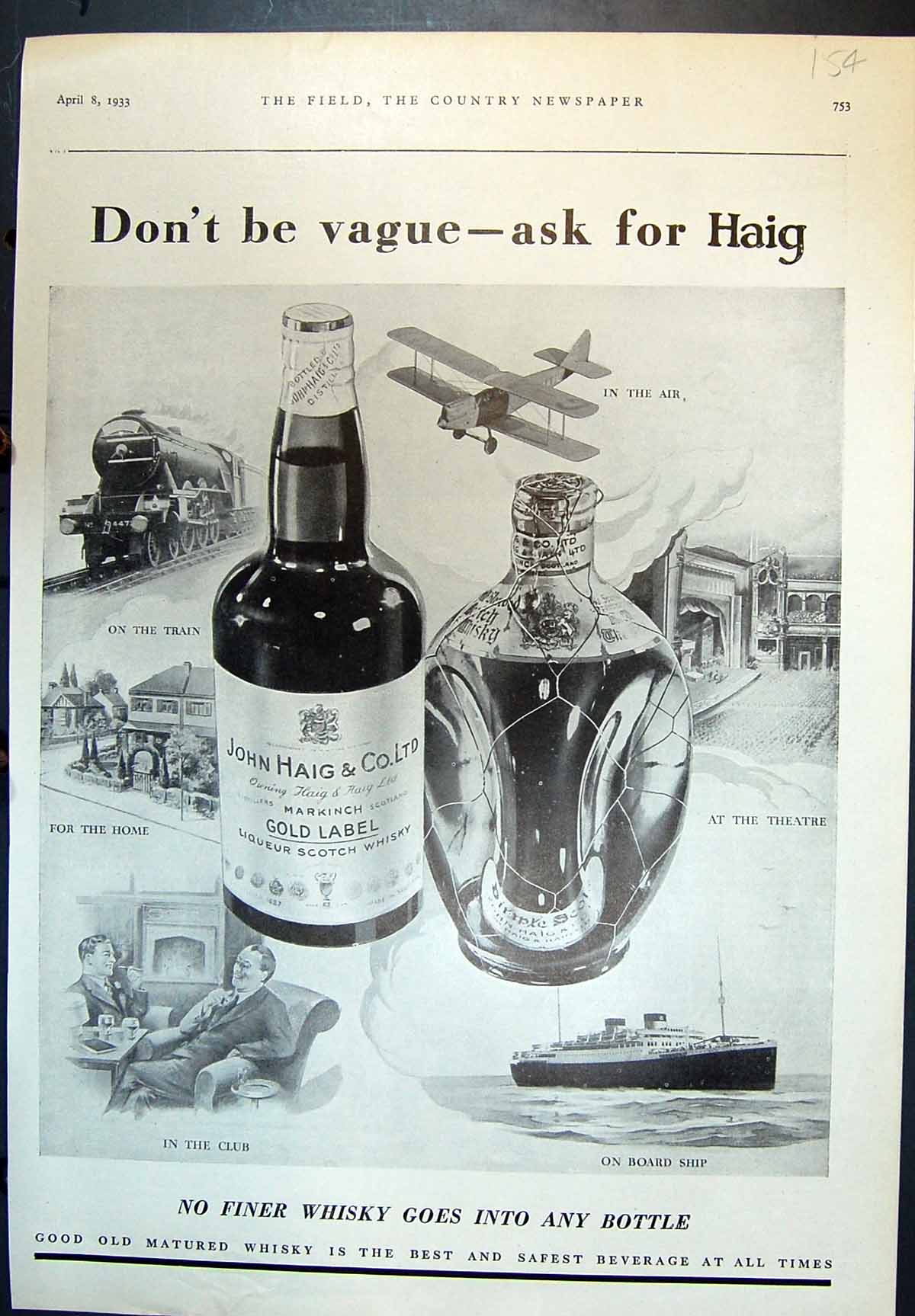 Old Dont Be Vague Ask Haig Scotch Whisky Work Carholme Two Billies 1933 20th
