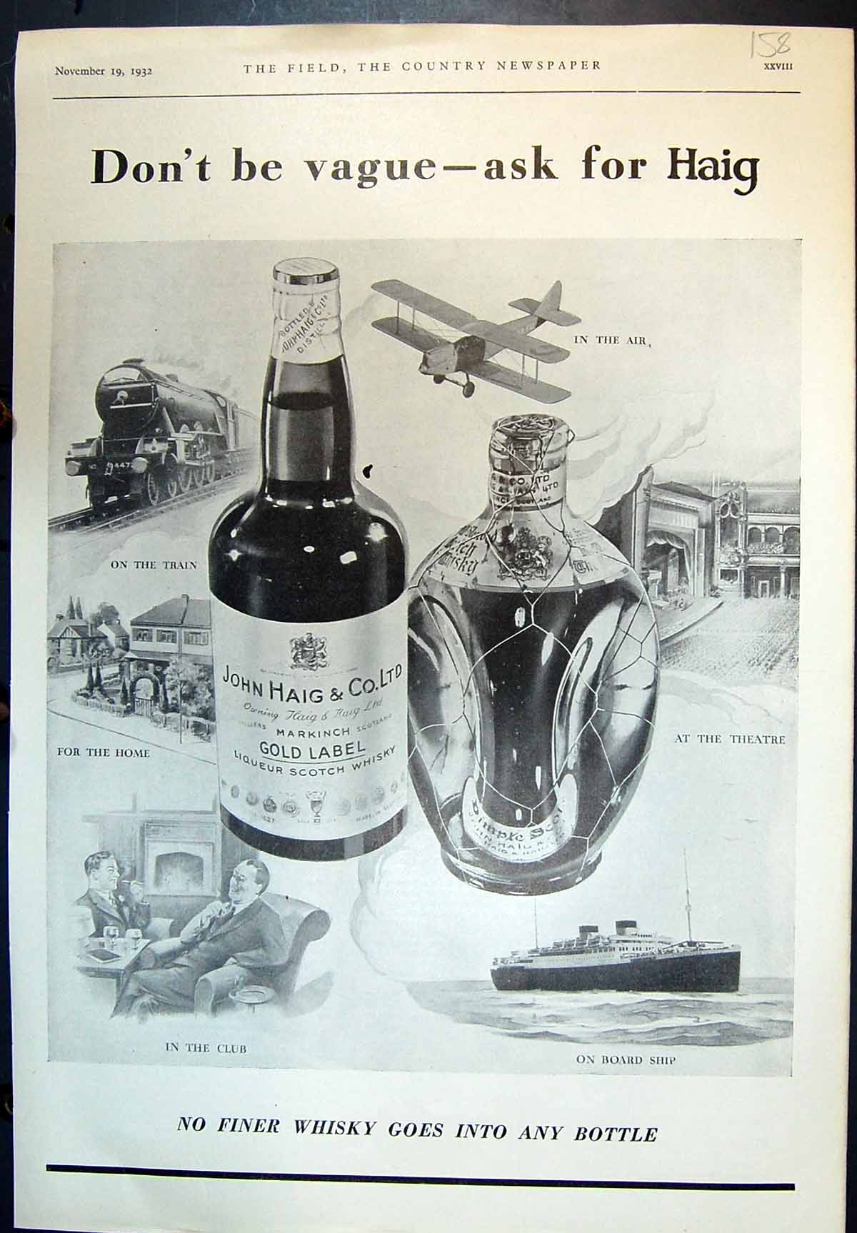 Old No Finer Whisky Than Haig Adair Golf Course New South Wales 1932 20th
