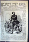 Original Old Antique Print Major-General Windham Hero Redan Siers Battle 1855