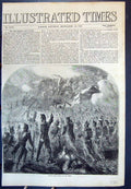 Old Antique Print Scaling The Parapet Redan Siers Charging Forward 1855 19th