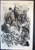 Antique Old Print Planting Tricolor On Malakhoff Vive L'Empereur E Morin 1855