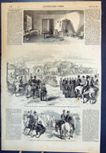 Old Antique Print Departure Funeral Procession Late Lord Raglan Room 1855 19th