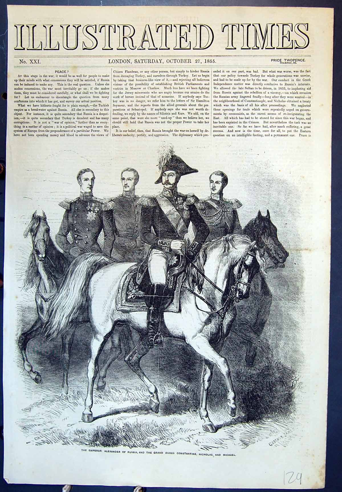 Old Antique Print Emperor Alexander Russia Grand Dukes Constantine 1855 19th