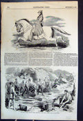 Old Print Lieu.-Gen. Codrington Horseback Mortar Battery Sebastopol 1855 19th