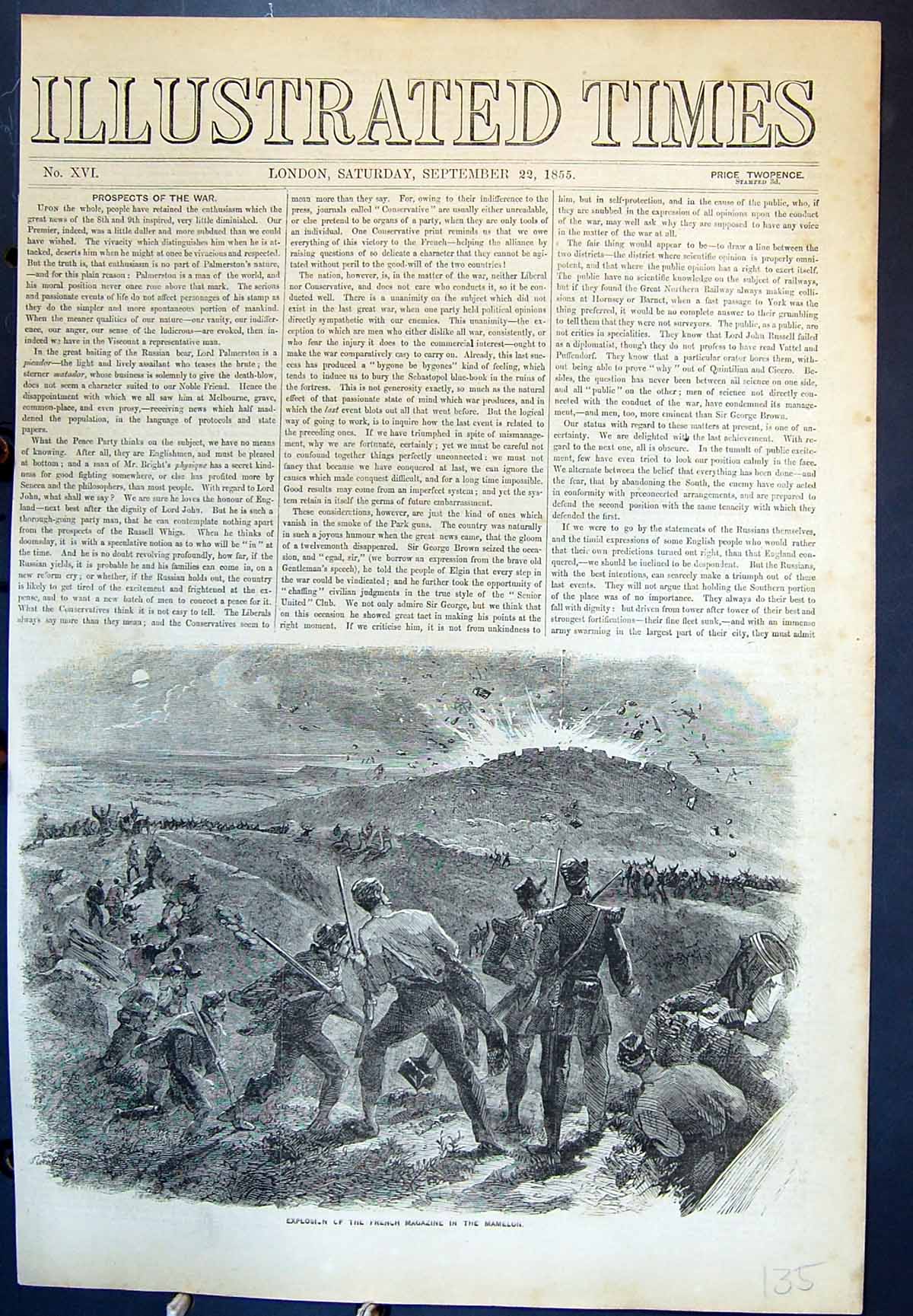 Old Antique Print Explosion The French Magazine In The Mamelon Siers 1855 19th