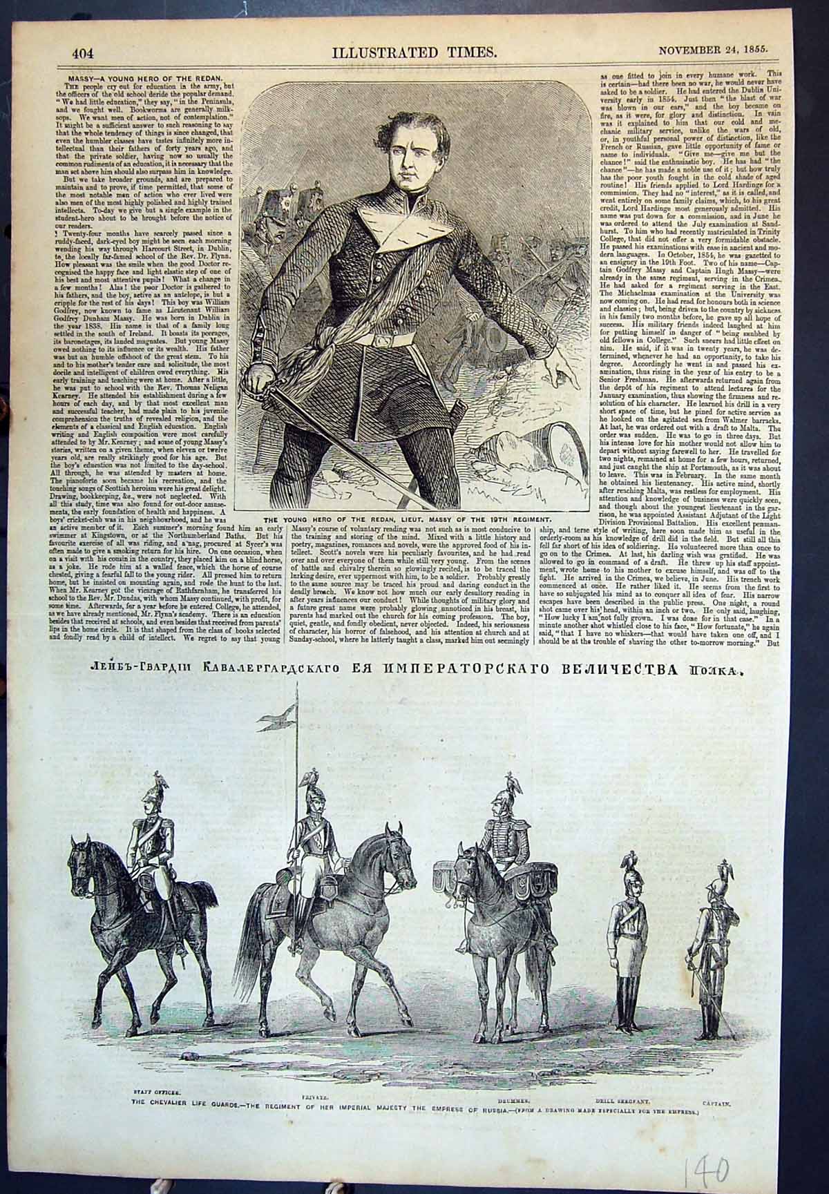 Old Lieut. Massy Hero Redan Chevalier Life Guards Empress Russia 1855 Victorian