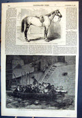 Original Old Antique Print Alma Charger Ships Boat Night Soundings Dnieper 1855