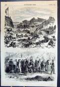 Antique Old Print Union Jack Redan Russian Prisoners Brought Into Camp 1855