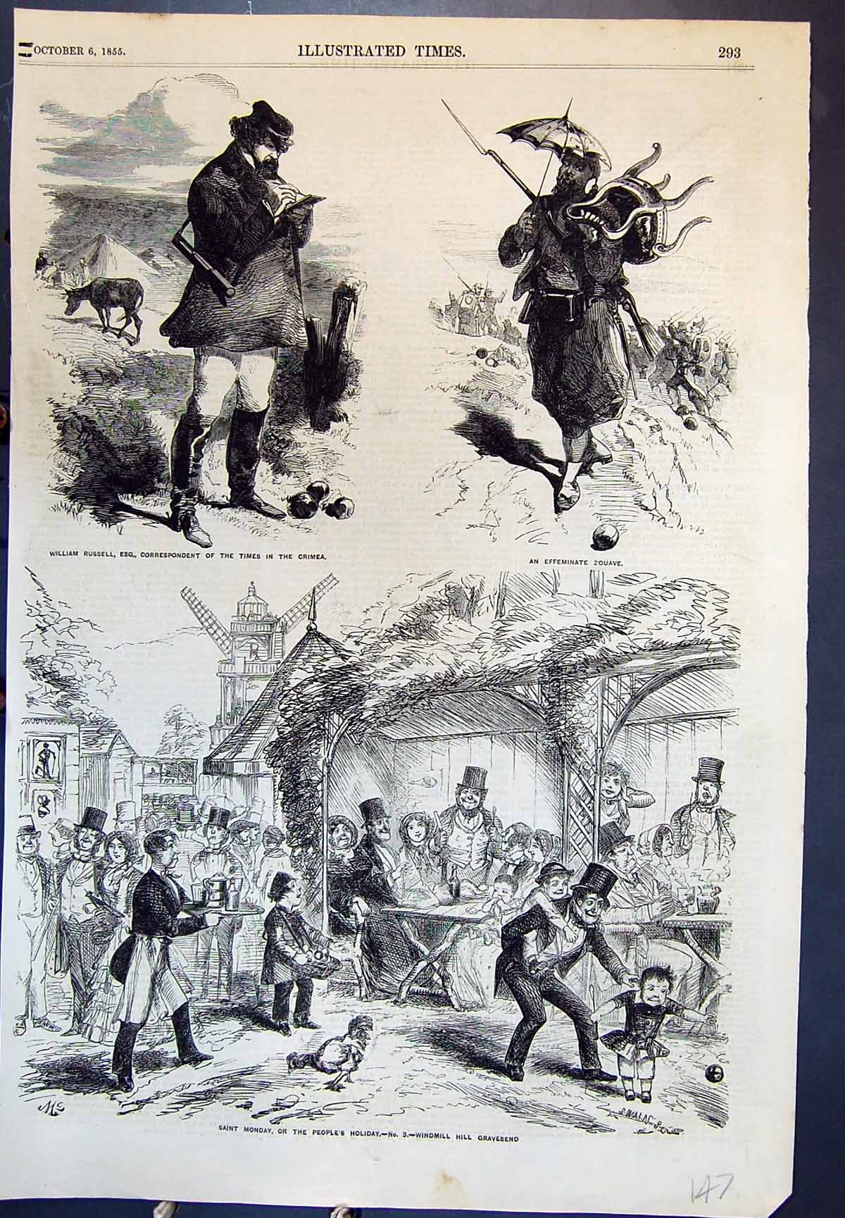 Old William Russel Crimea Saint Monday People'S Holiday Gravesend 1855 19th