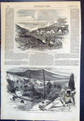Old Antique Print Road Trenches Siers Relaxing Under Covers Mid-Day 1855 19th