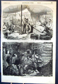 Antique Old Print Canten In Zouave Camp Subterranean Encampment Zouaves 1855