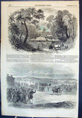 Antique Old Print Beerbhoom Head-Quarters Santals General Shirley Crimea 1855