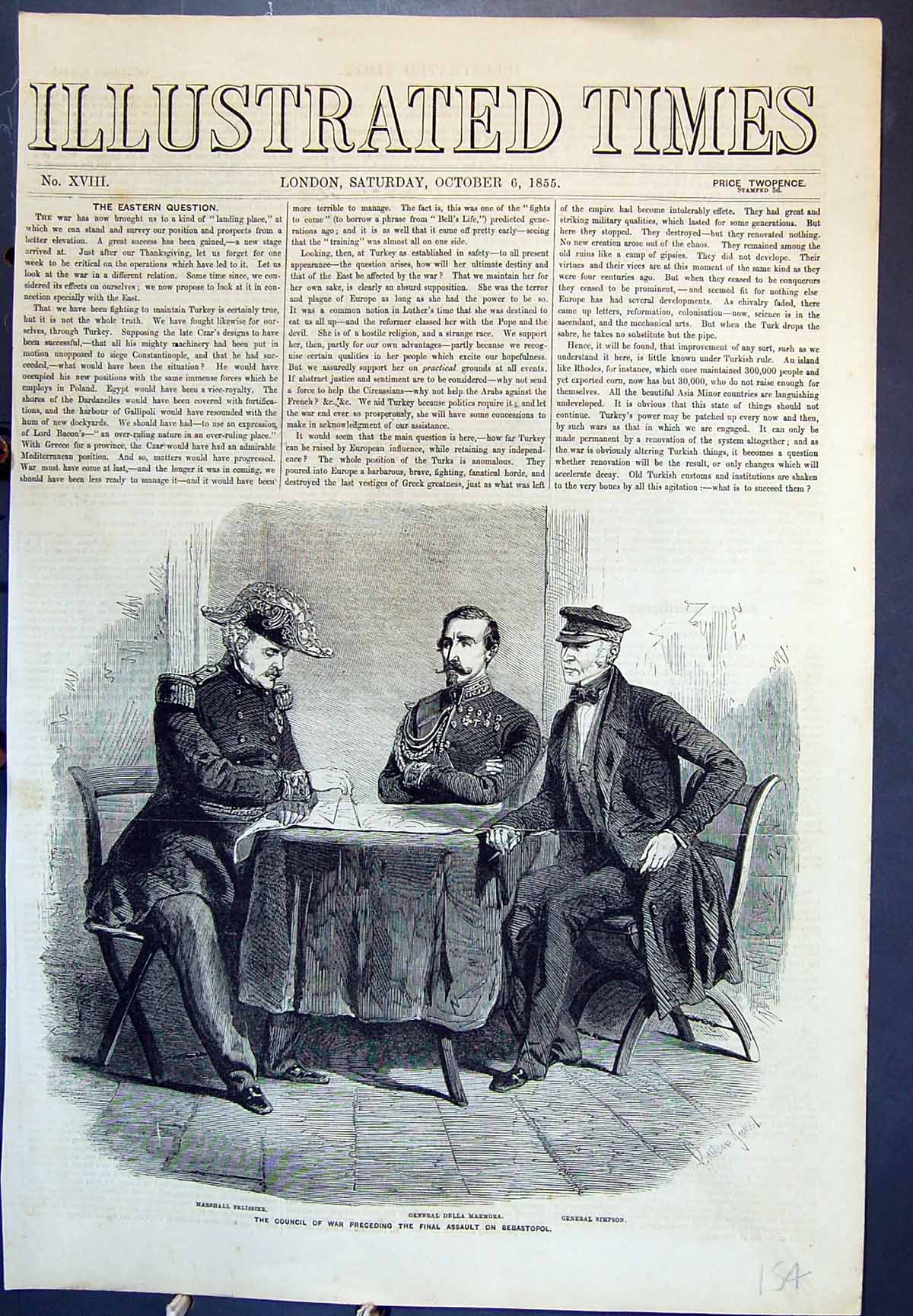 Antique Print Marshall Pelissier Gen. Della Marmora Simpson Sebastopol 1855