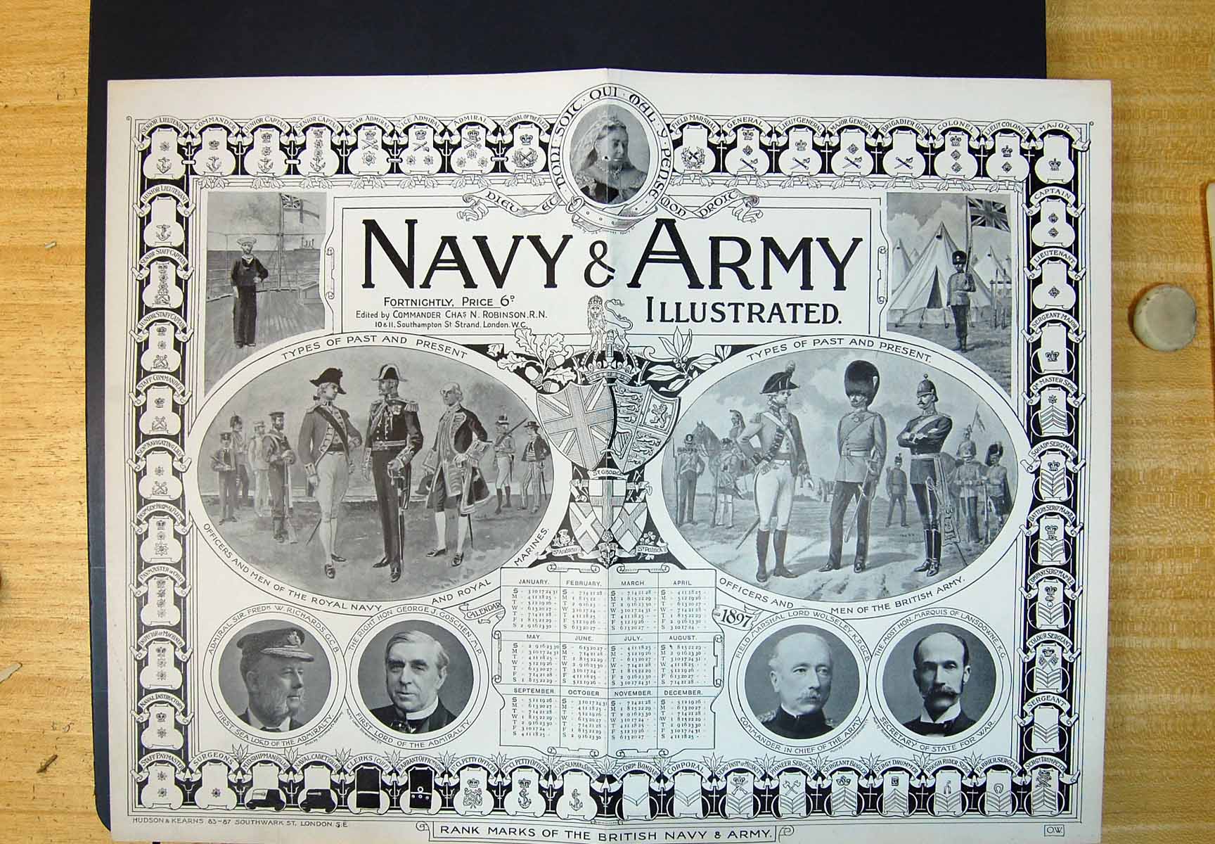 Old Navy Army Illustrated Officers Men Past Present Queen Inset 1897 Victorian
