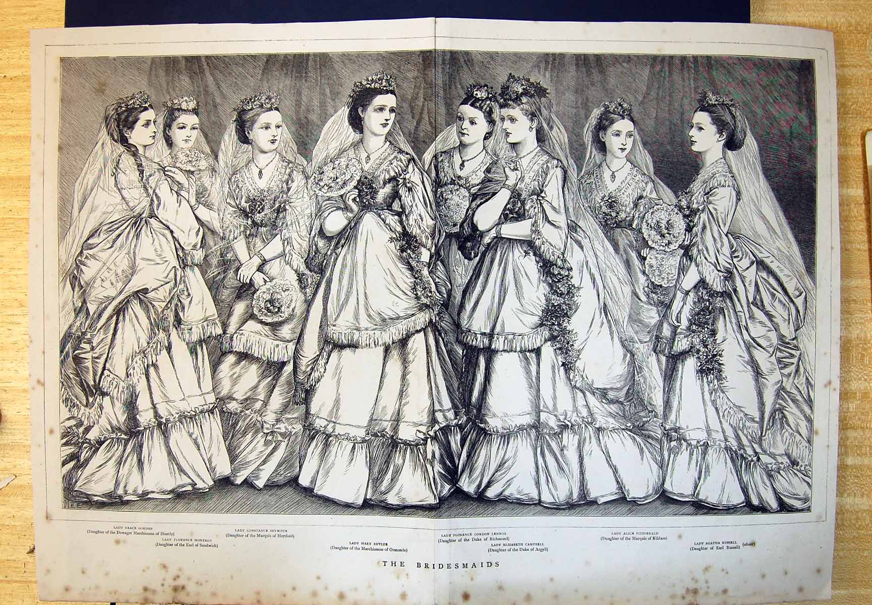 Antique Old Print Bridesmaids Gordon Montagu Seymour Butler Lennox Campbell