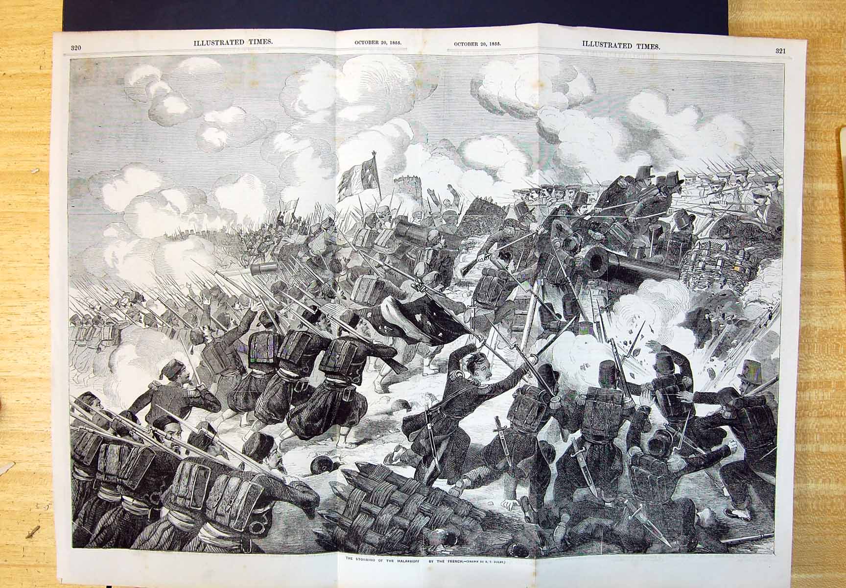 Antique Print Storming Malakhoff By The French Foot Siers Barricades 1855 19th