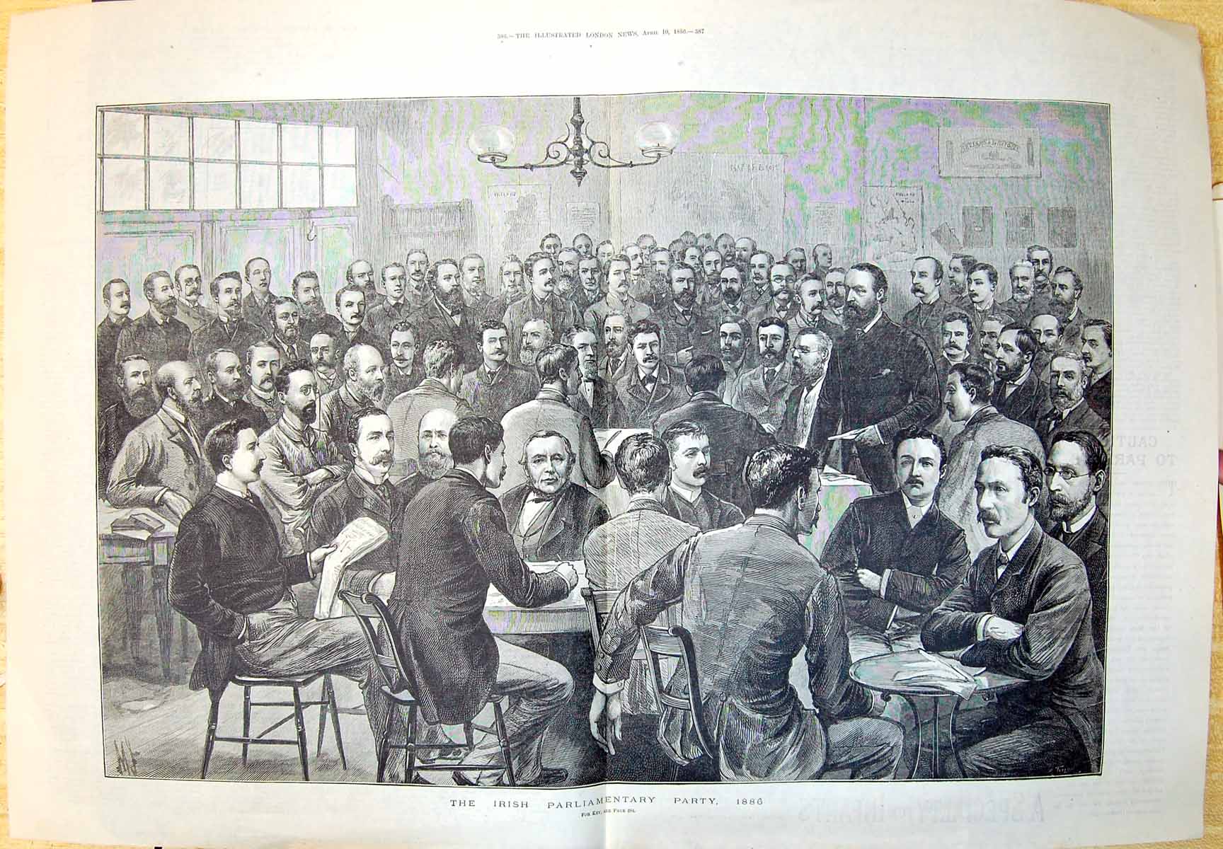 Antique Print The Irish Parliament Party Gentlemen Seated And Standing 1886