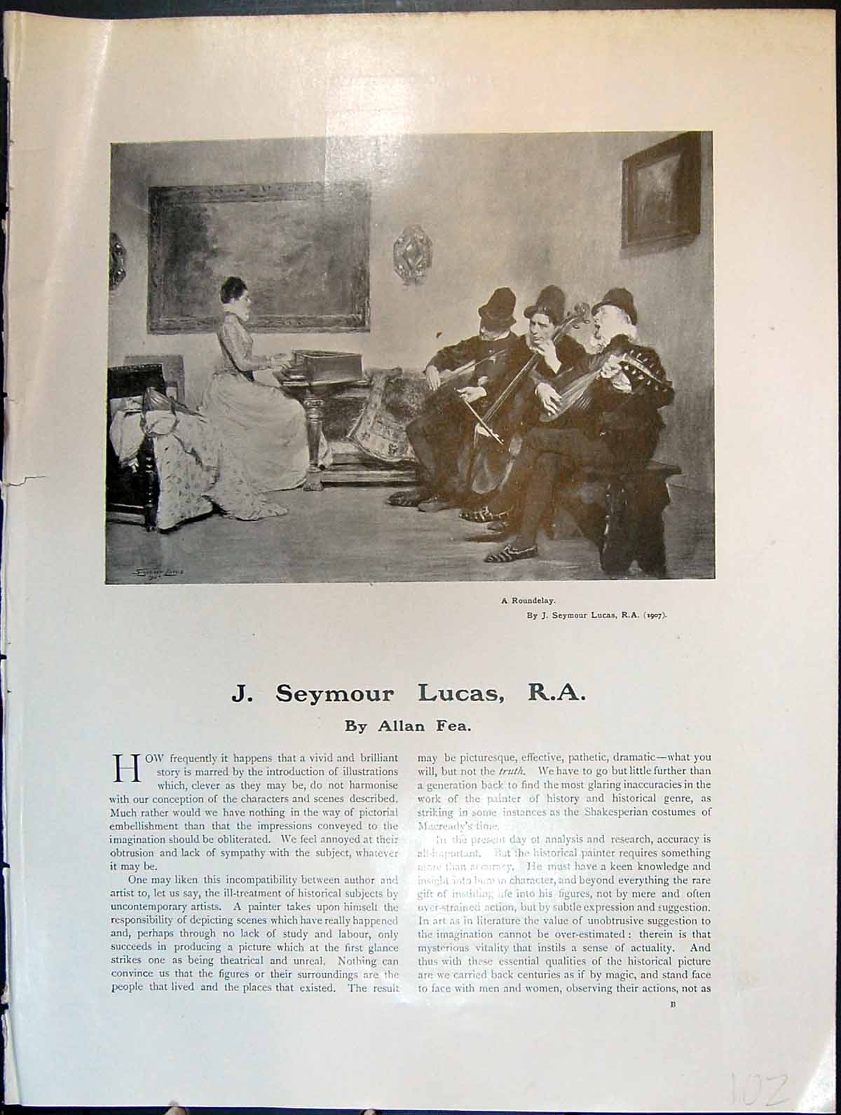 Antique Print A Roundelay J Seymour Lucas Three String Musicians Lady Piano