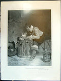 Old Antique Print J Seymour Lucas Sier Writing Love Letter Leaning Drum