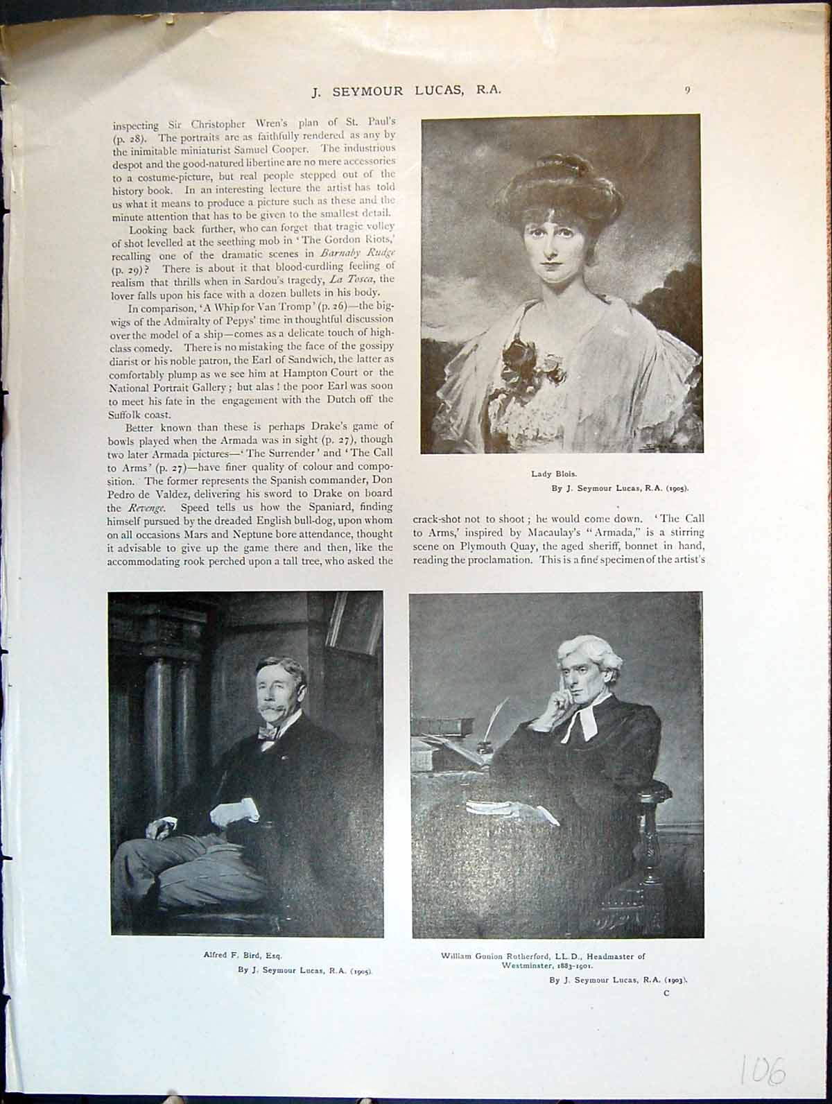 Antique Print J Seymour Lucas Lady Blois Alfred F Bird William G Rutherford