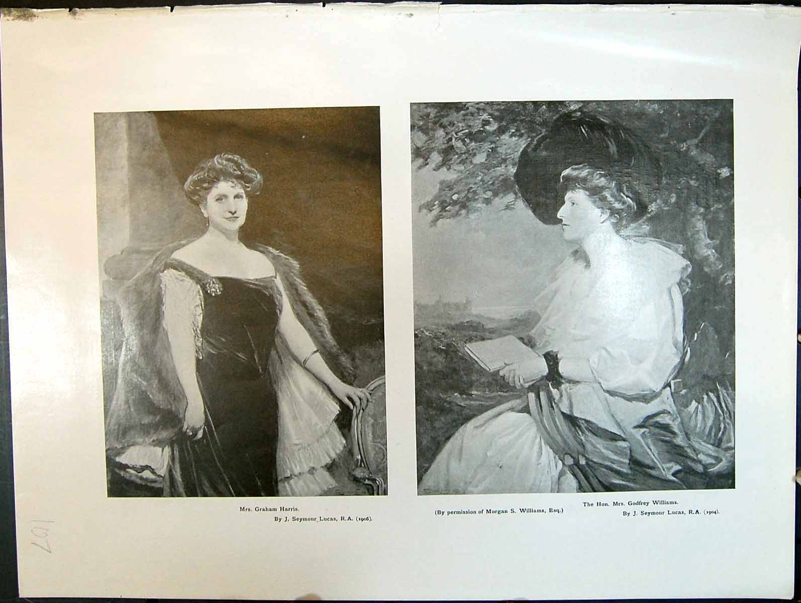 Antique Old Print J Seymour Lucas Mrs Graham Harris Hon Mrs Godfrey Williams