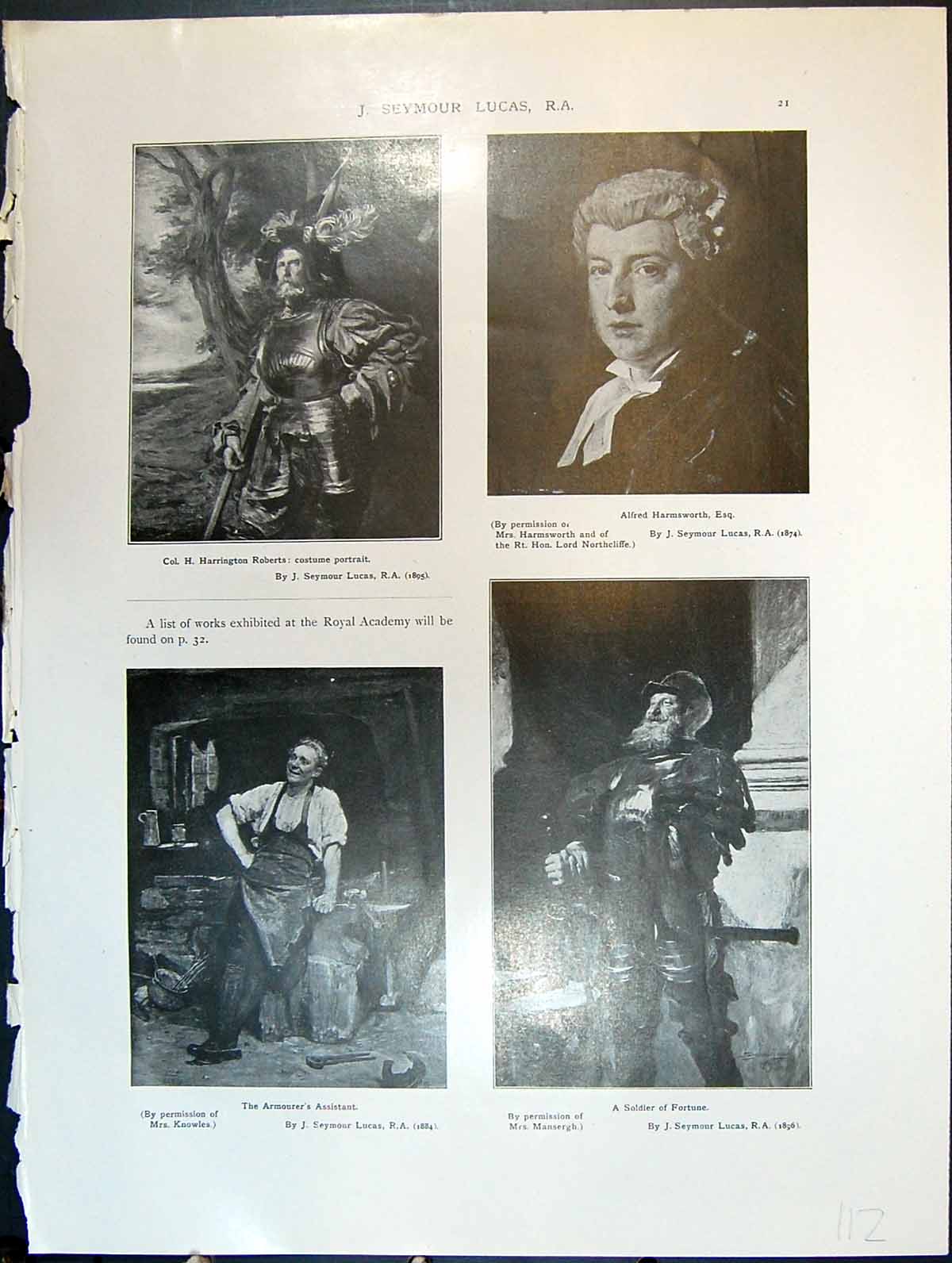 Original Old Antique Print J Seymour Lucas Hh Roberts A Harmsworth Sier Fortune
