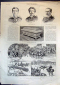 Antique Old Print Portraits Sarcophagus Behar Light Horse Bengal India 1889