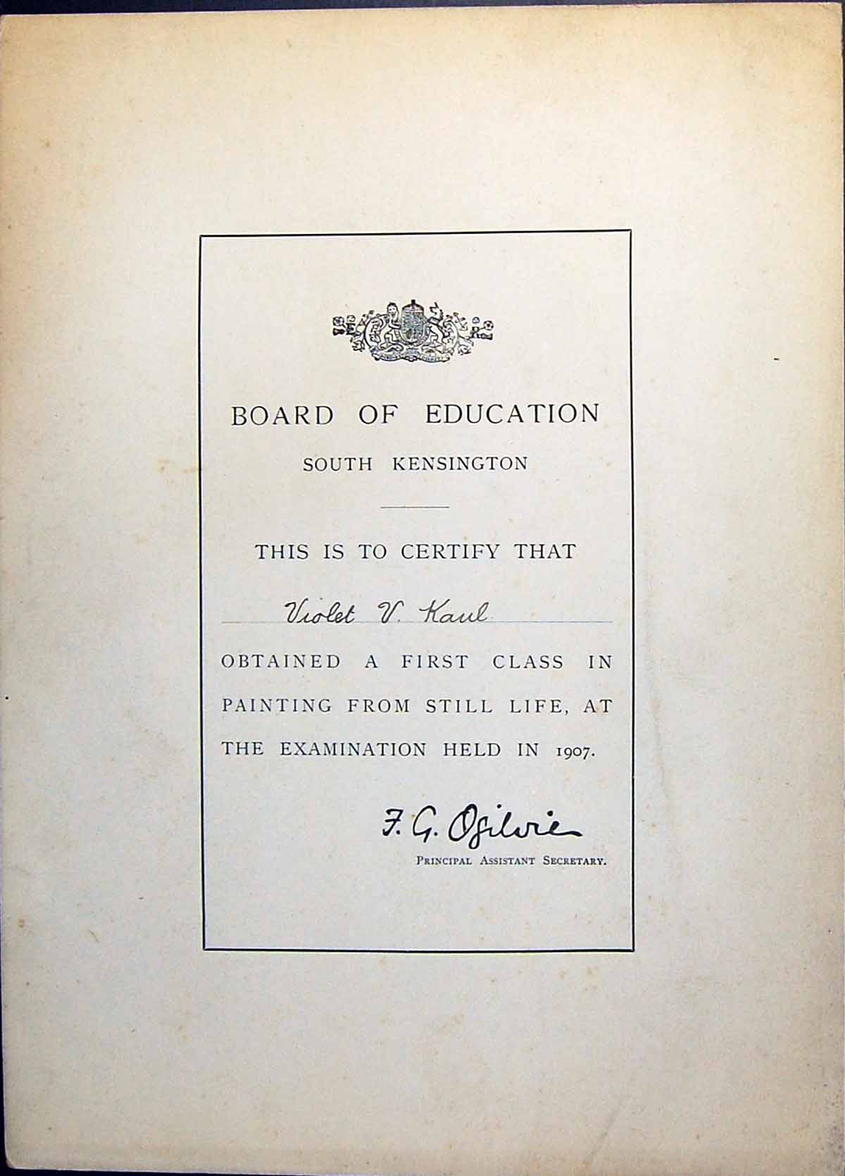 Old 15 Certificates Board Education Kensington Violet Victoria Kaul B