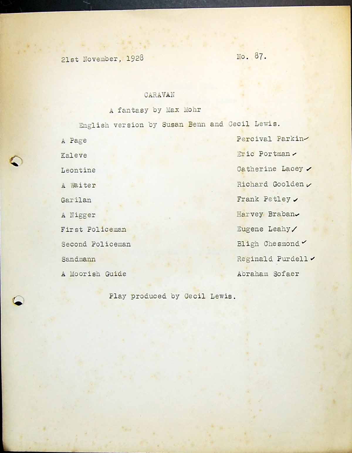 Old 1928 Caravan Theatre Fantasy Max Mohr Susan Benn Cecil Lewis Park 20th