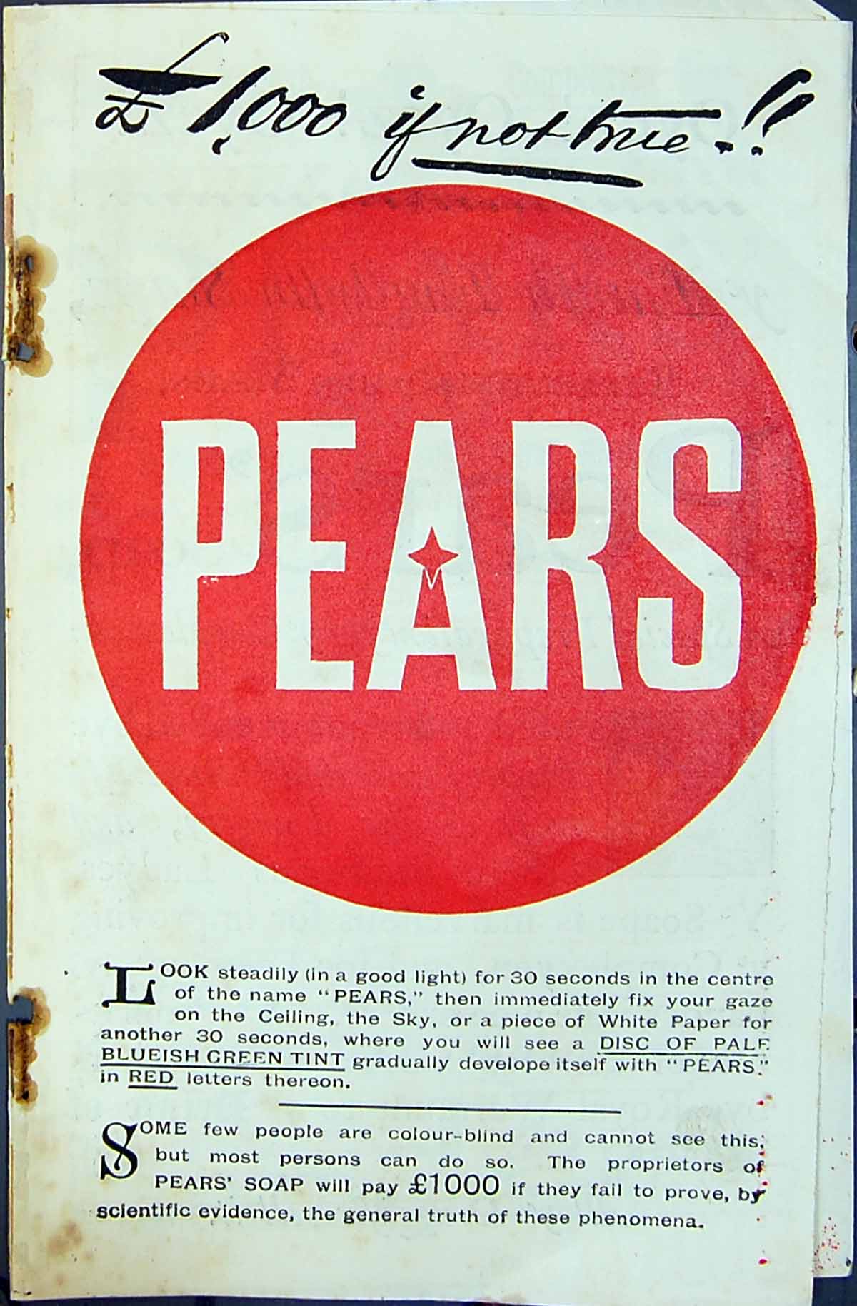 Antique Old Print Advertisement Pears English Complexion Soap Lever Brothers
