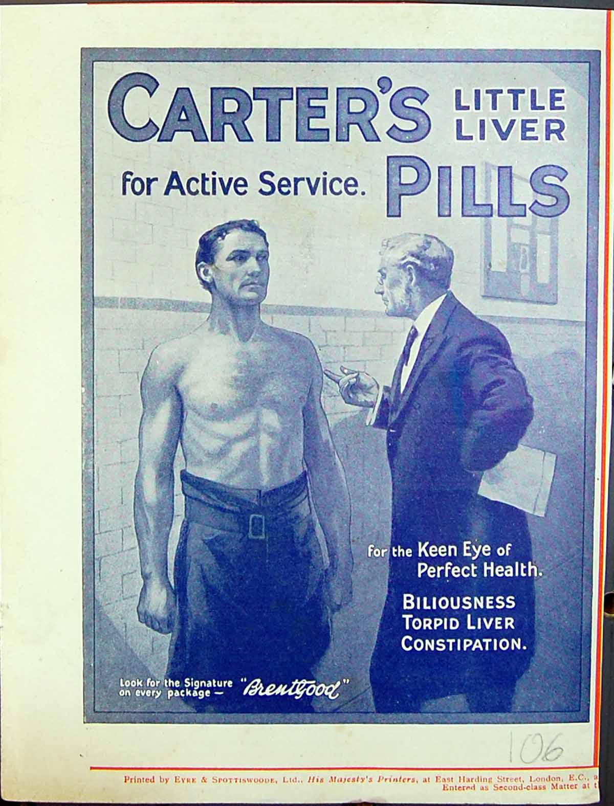 Original Old Antique Print Carters Little Liver Pills Advertisement