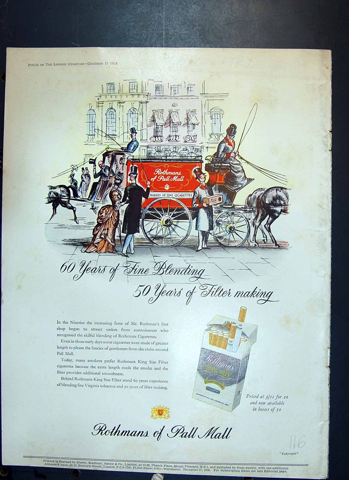 Antique Old Print Advertisement Rothams King Size Cigarettes Ceramic Tiles