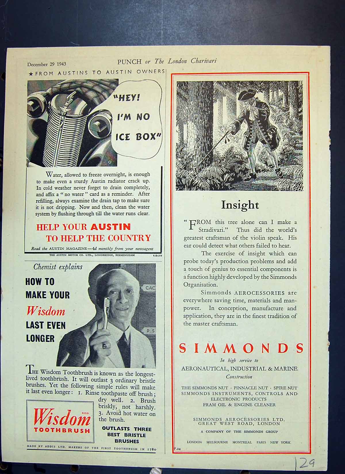 Old Austin Magazine Simmonds Wisdom Toothbrush Huntley Palmer Players