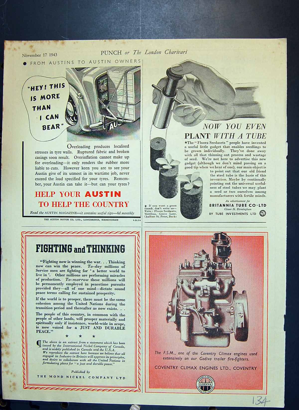 Old Austin Magazine Britannia Tube Coventry Engines Mond Nickel Dunlo