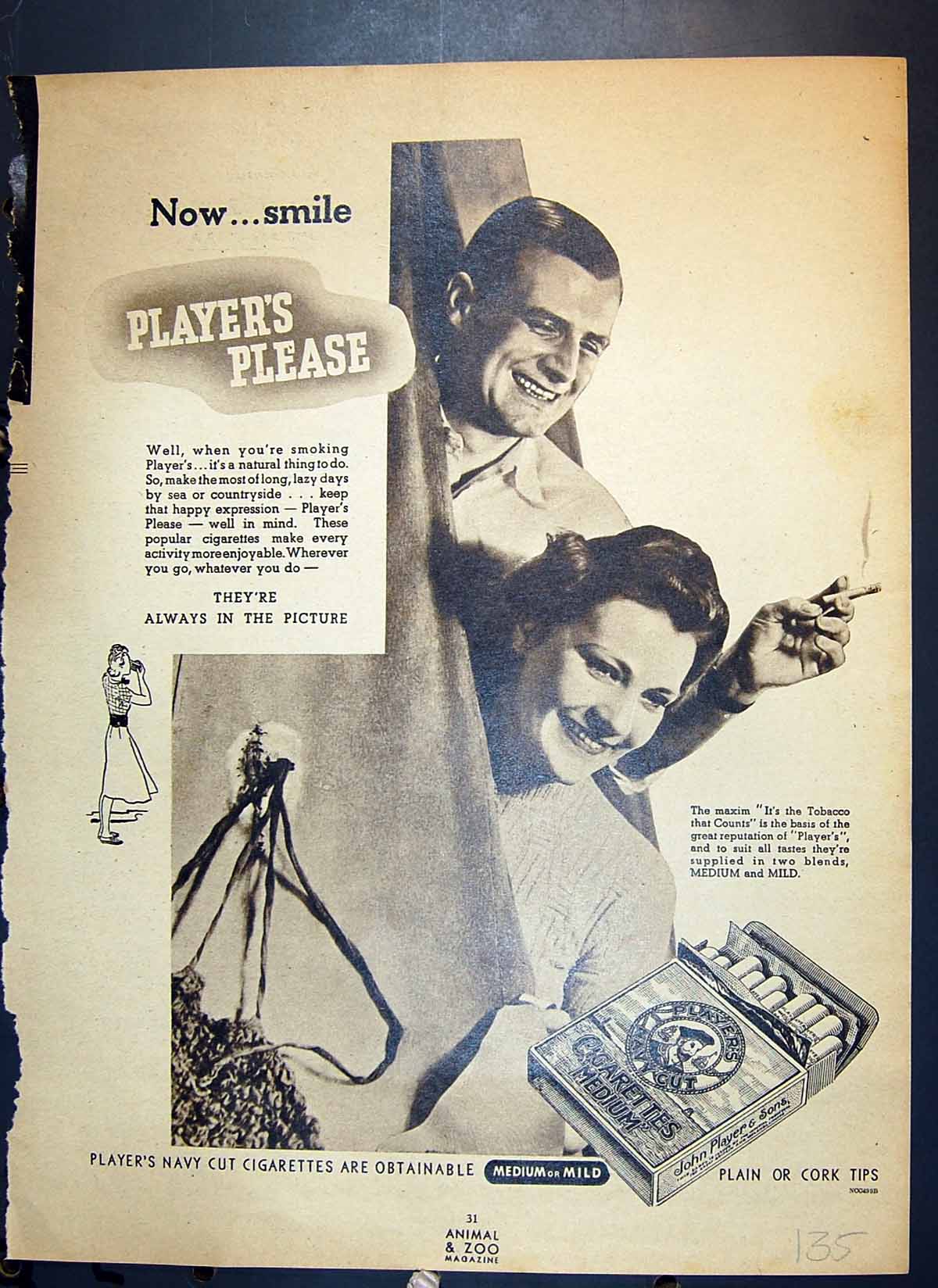 Antique Old Print Players Navy Cut Cigarettes Butterfly Copper Blue Adonis