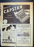 Old Print Capstan Cigarettes Martini Vermonth Eagle Queen Steamers Pitt