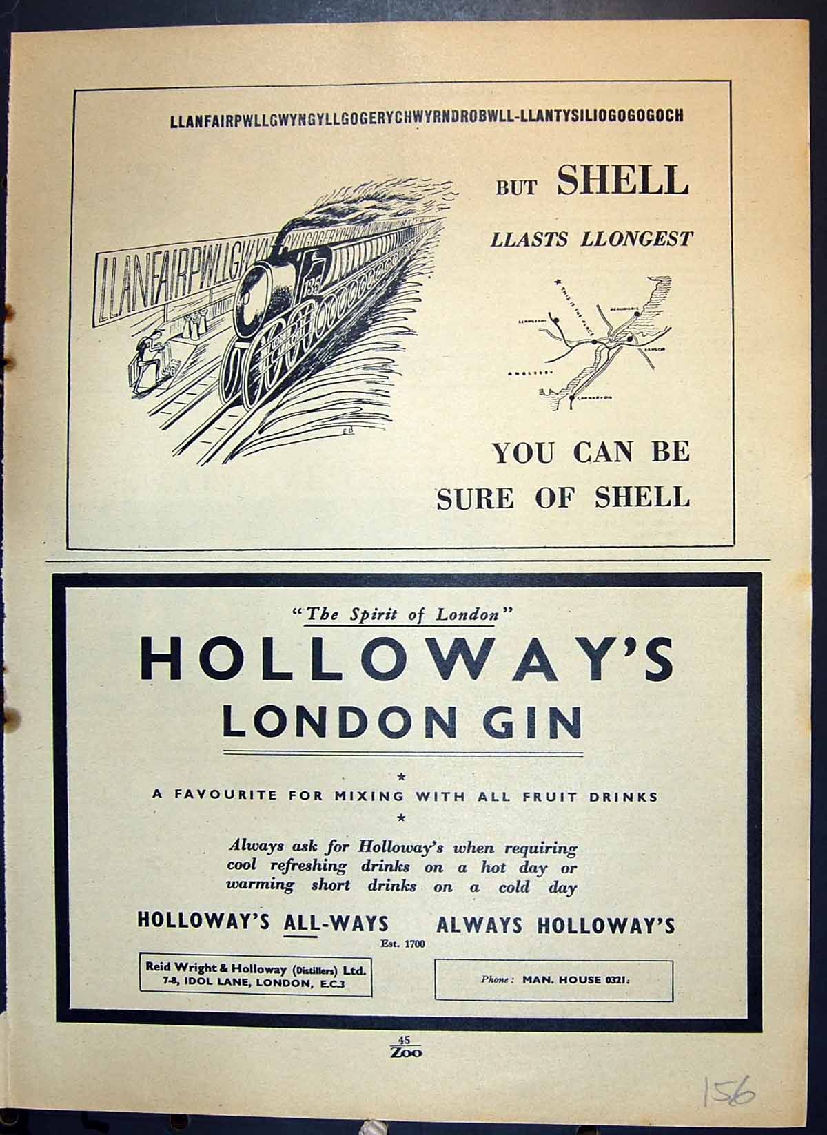 Antique Old Print Shell Holloway'S London Gin Frances Pitt Birds Avocet Seal