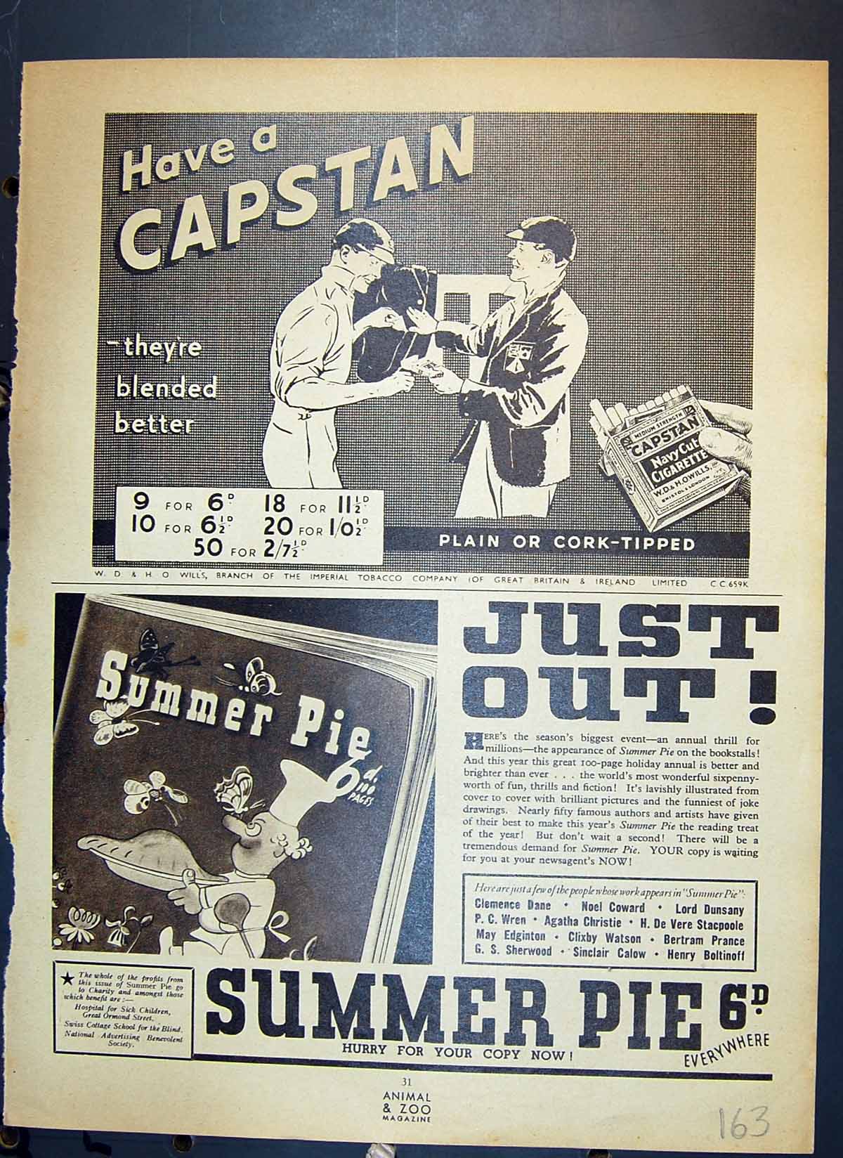 Old Capstan Navy Cut Cigarettes Summer Pie Pit Black-Backed Gull Bird