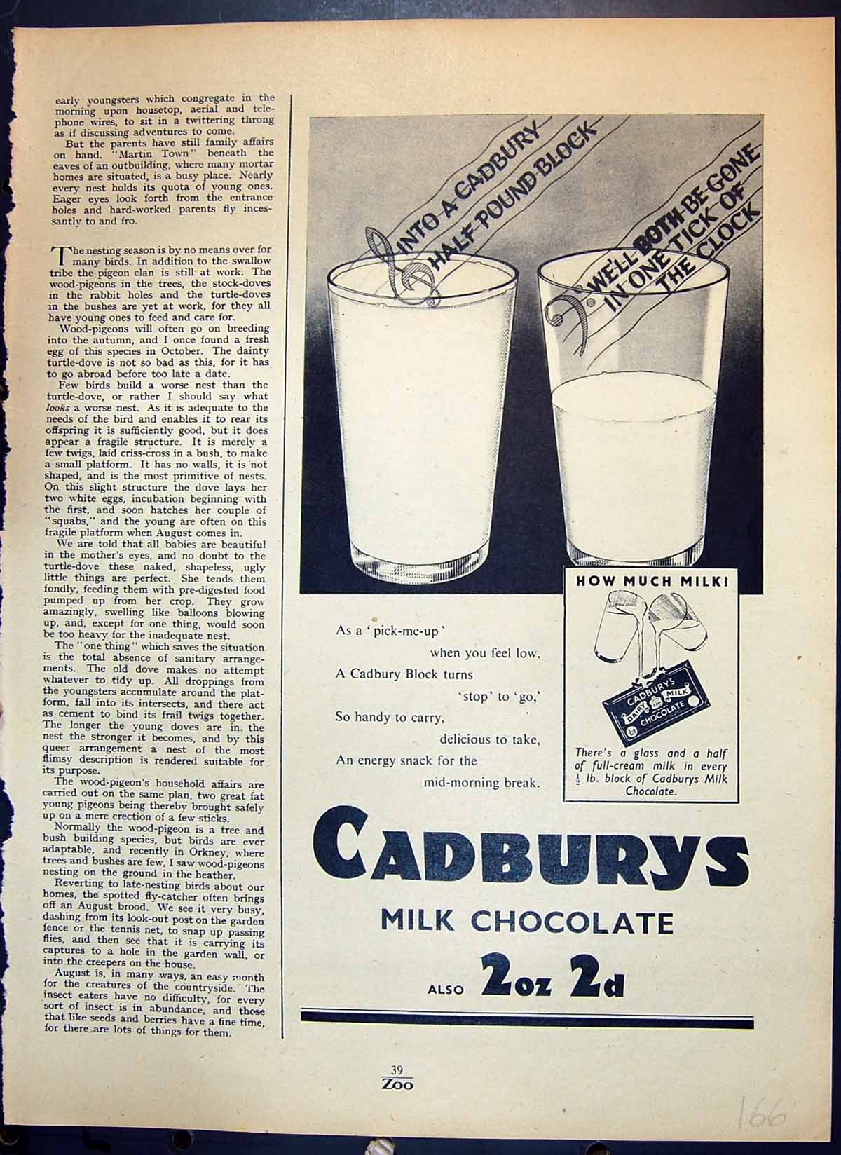 Old Cadburys Dairy Milk Chocolate Advertisement Geese Birds Countrysi