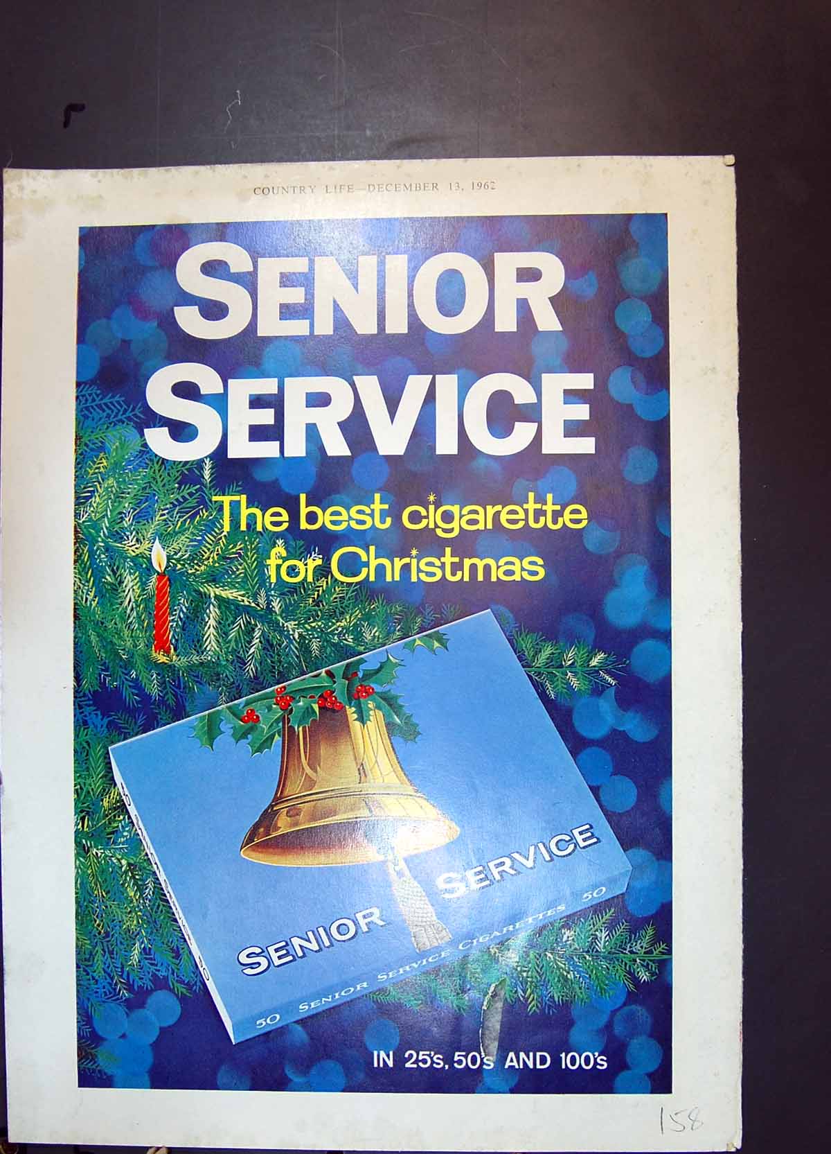 Antique Old Print Senior Service Best Cigarette Christmas Dry Martini 1962 20th