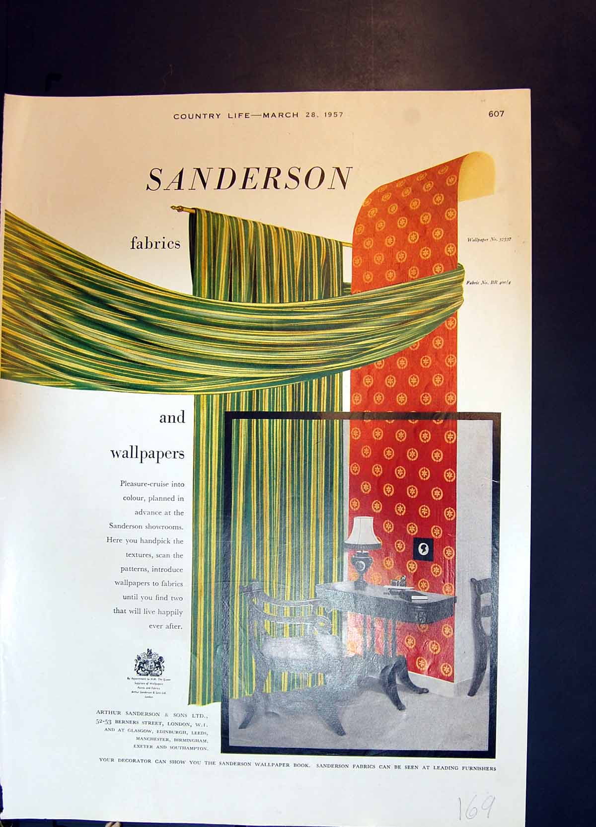 Old Vintage Print Sanderson Fabrics Wallpapers Renault Dauphine Car 1957 20th