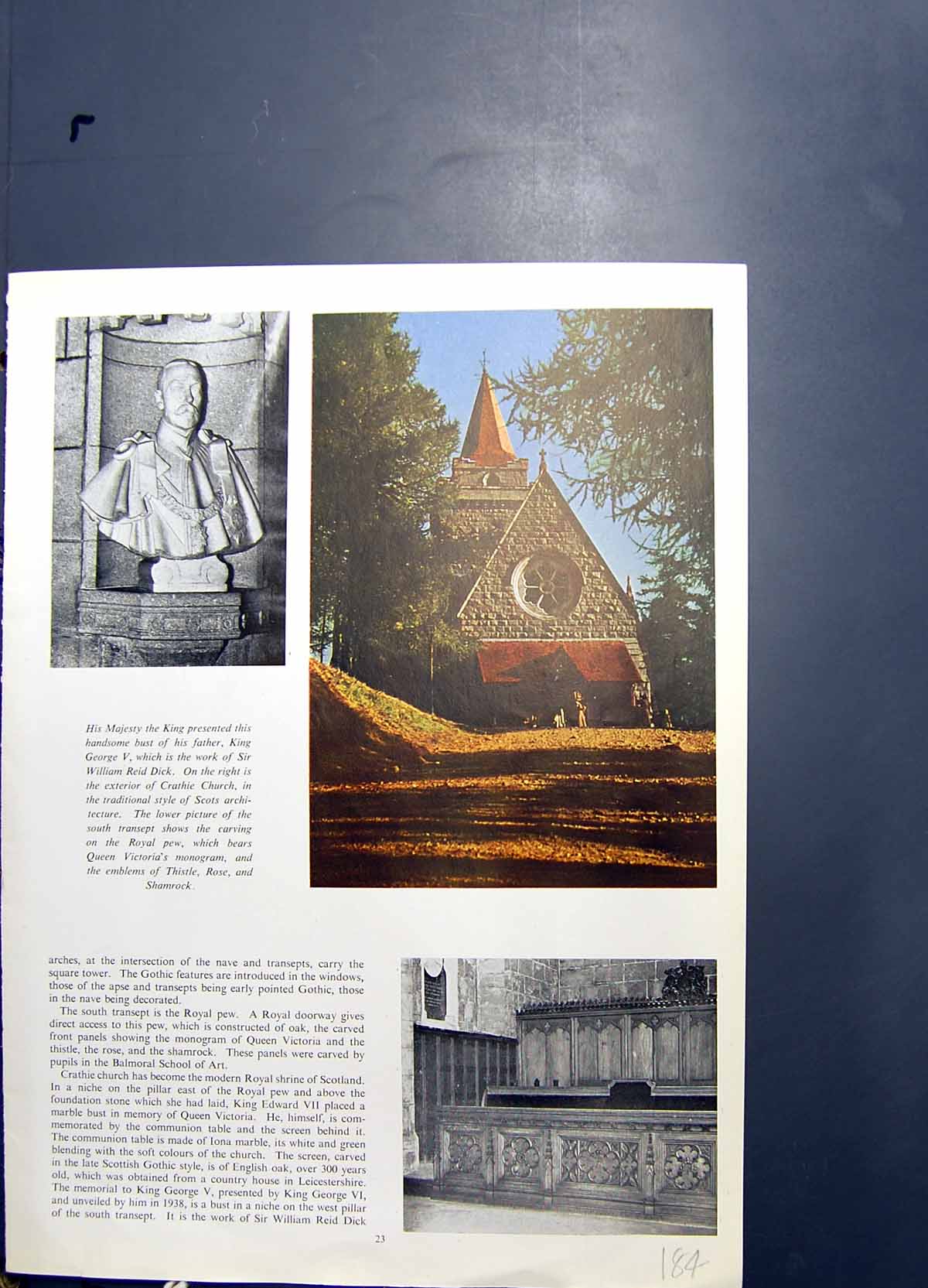 Antique Old Print Exterior Crathie Church Royal Pew Yardley Make Up Powder 19th