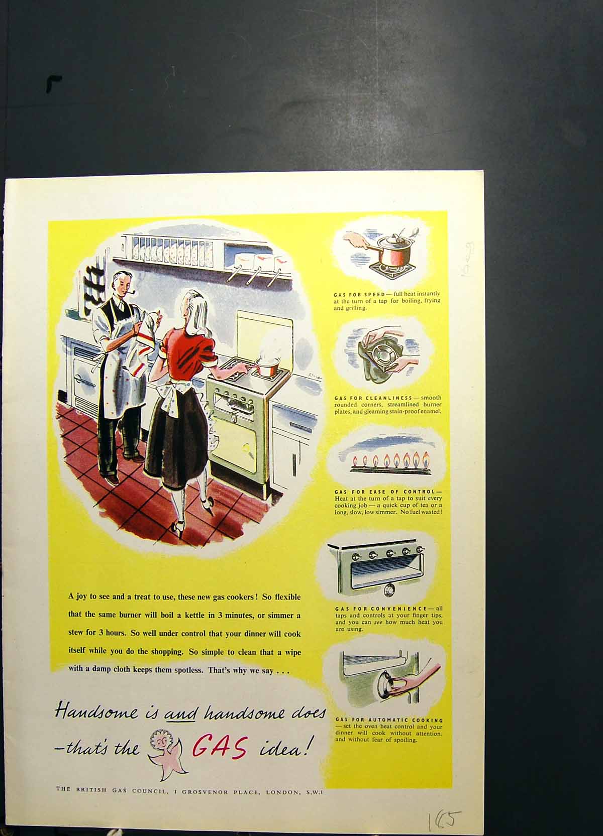 Original Old Antique Print Gas Cookers Speed Cleanliness Wool Fashion Design